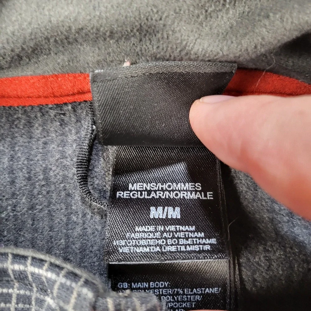 The North Face Summit Series Mens M Grey Orange Grid Fleece Jacket S11‎ AQCM